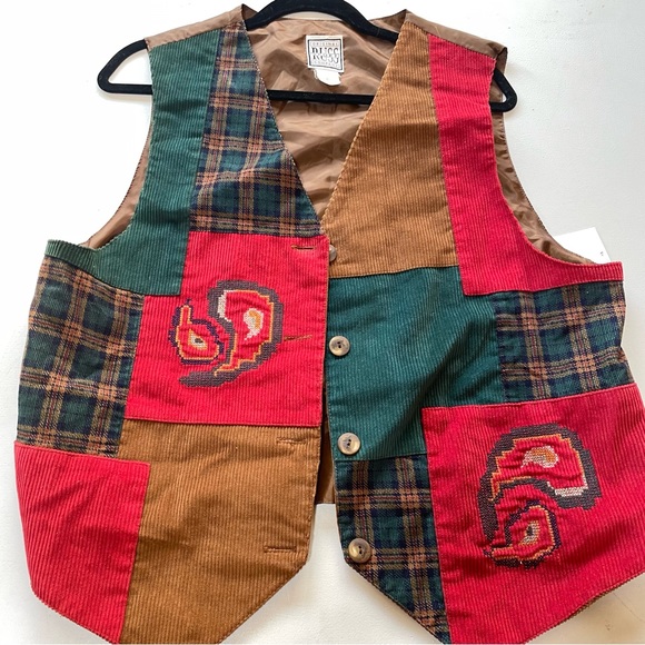 Vintage Jackets & Blazers - Vintage 90s Paisley Corduroy Vest Cottagecore Academia L